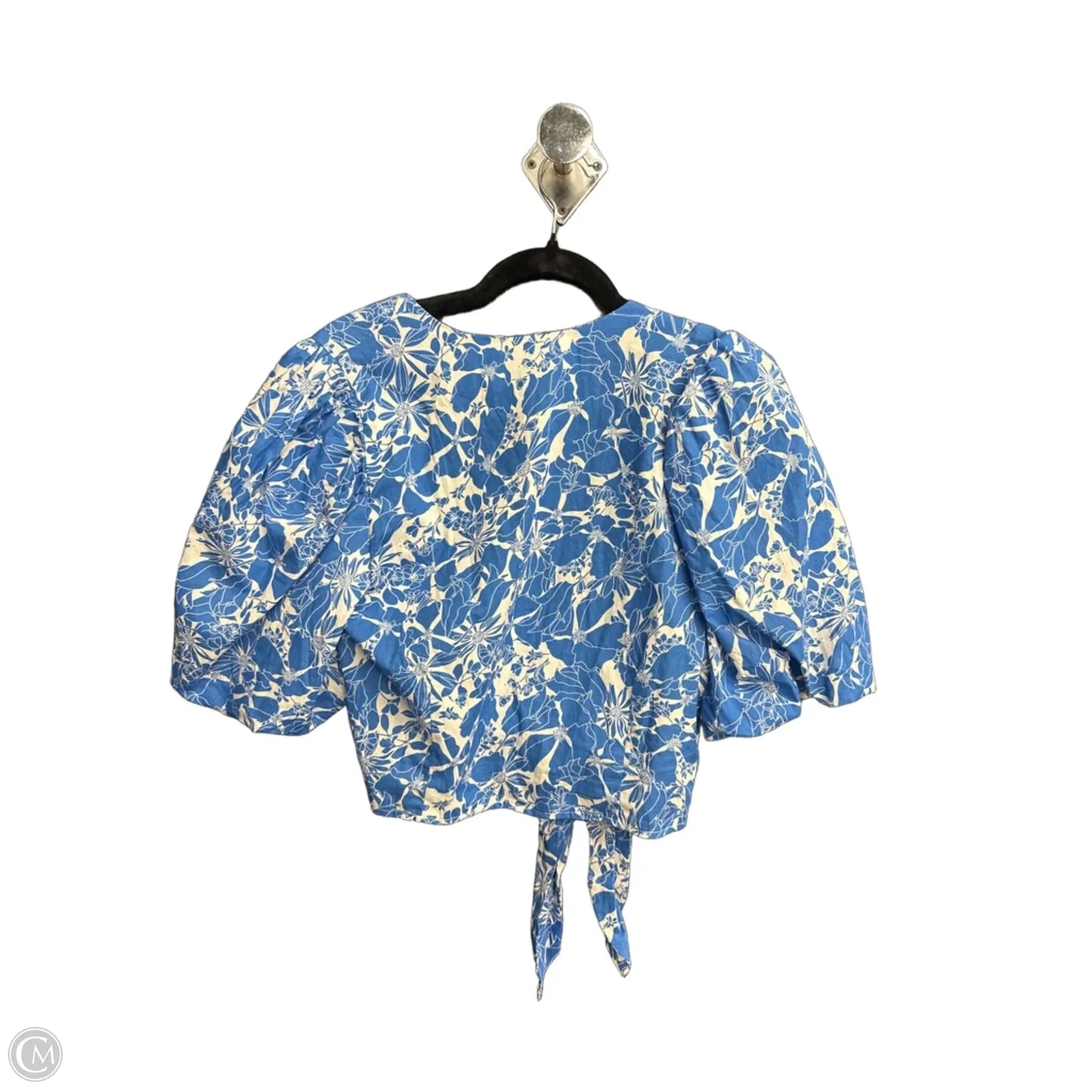 Top Short Sleeve By Sugar Lips In Blue & White, Size: M