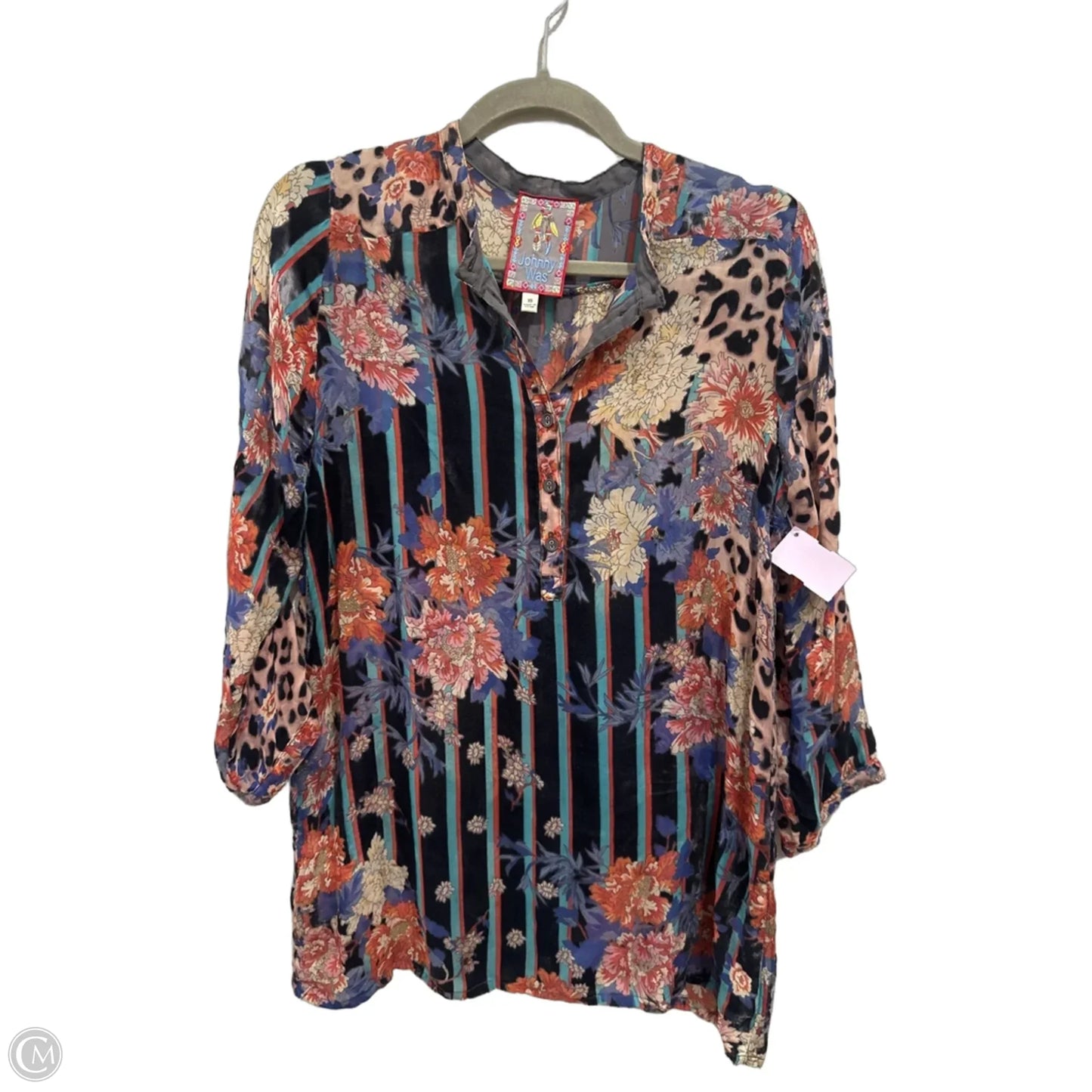 Top 3/4 Sleeve By Johnny Was In Floral Print, Size: Xs
