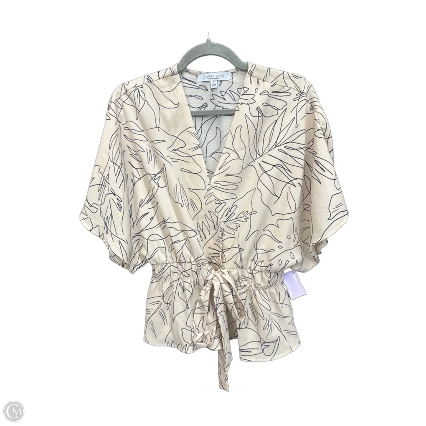 Top Short Sleeve By Sweet Rain In Black & Cream, Size: S