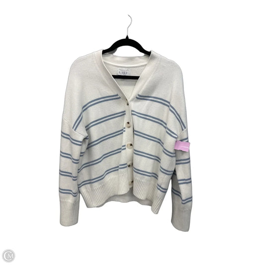 Sweater Cardigan By Clothes Mentor In Blue & White, Size: M