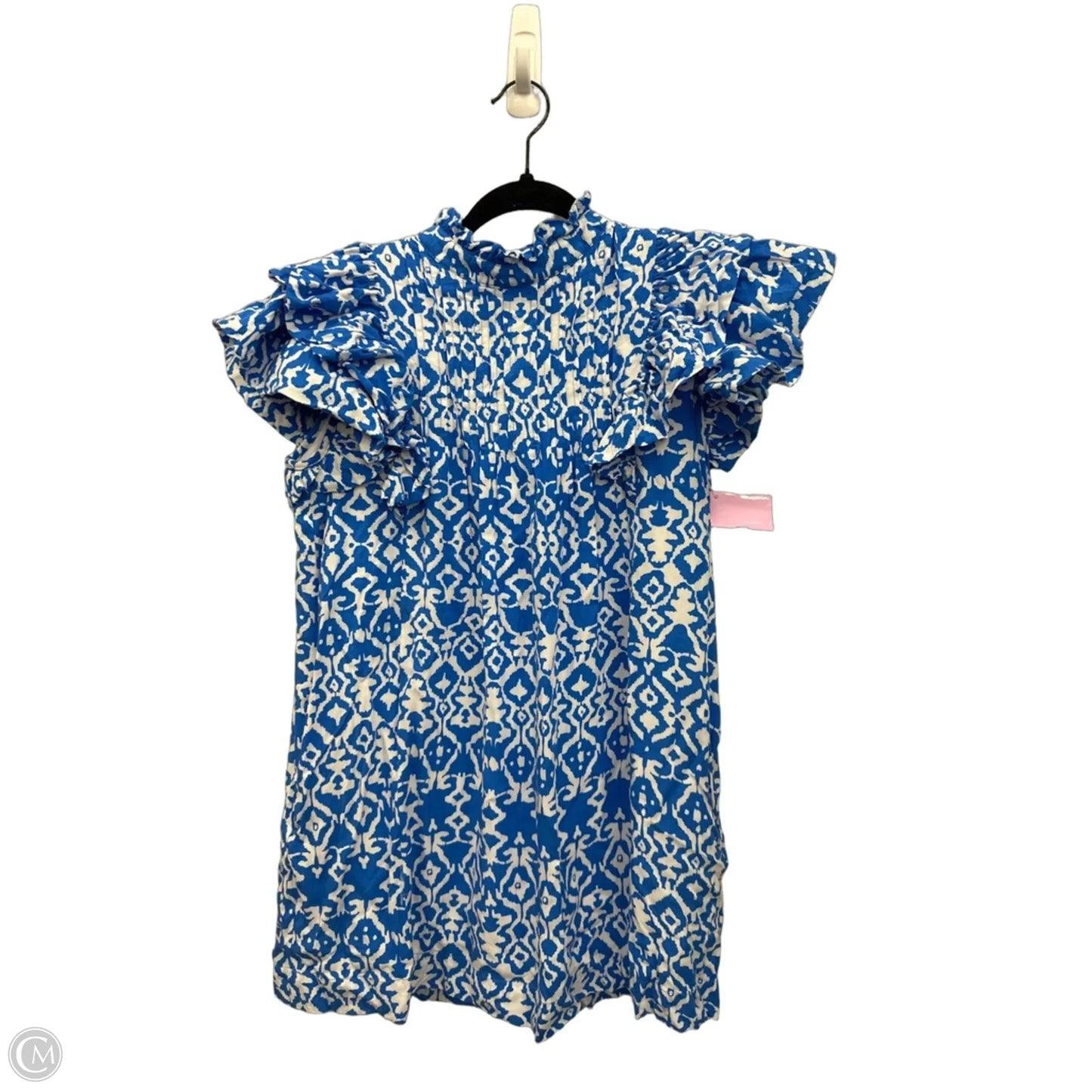 Tunic Short Sleeve By Clothes Mentor In Blue & White, Size: Xs