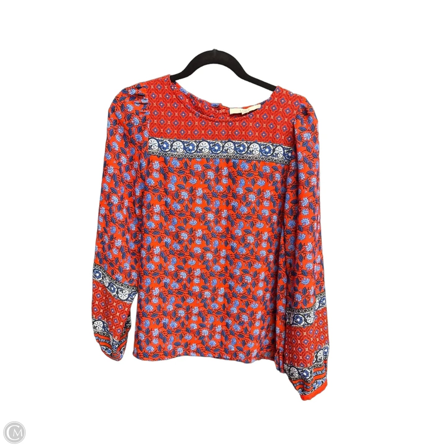 Top Long Sleeve By Loft In Blue Red & White, Size: M