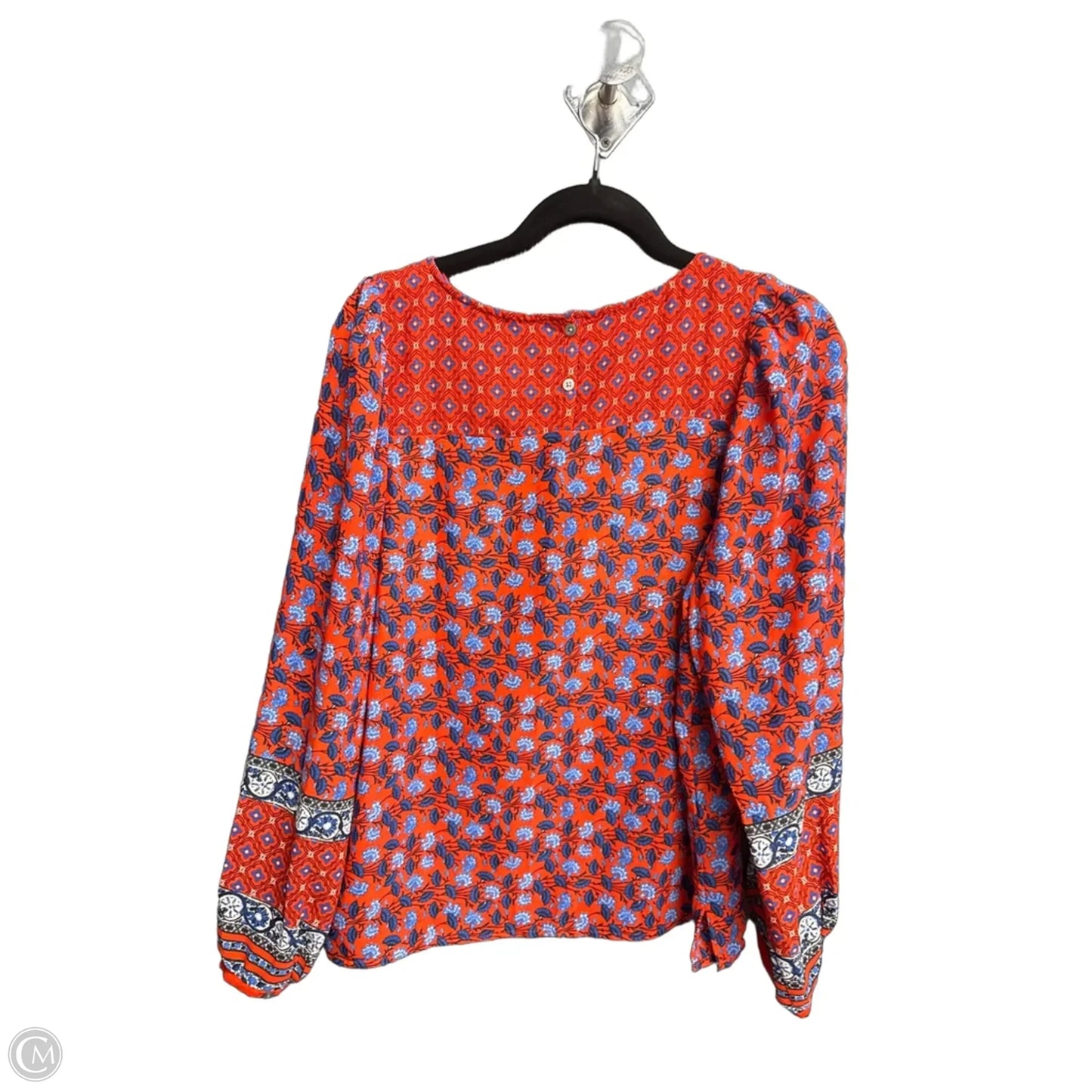Top Long Sleeve By Loft In Blue Red & White, Size: M