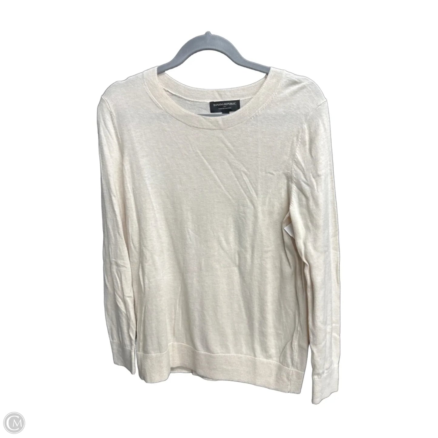 Top Long Sleeve By Banana Republic In Cream, Size: L