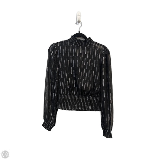 Top Long Sleeve By Express In Black & Silver, Size: S