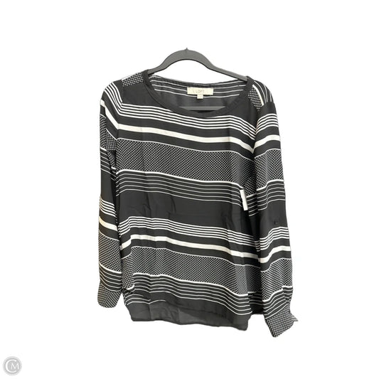 Top 3/4 Sleeve By Loft In Black & White, Size: M