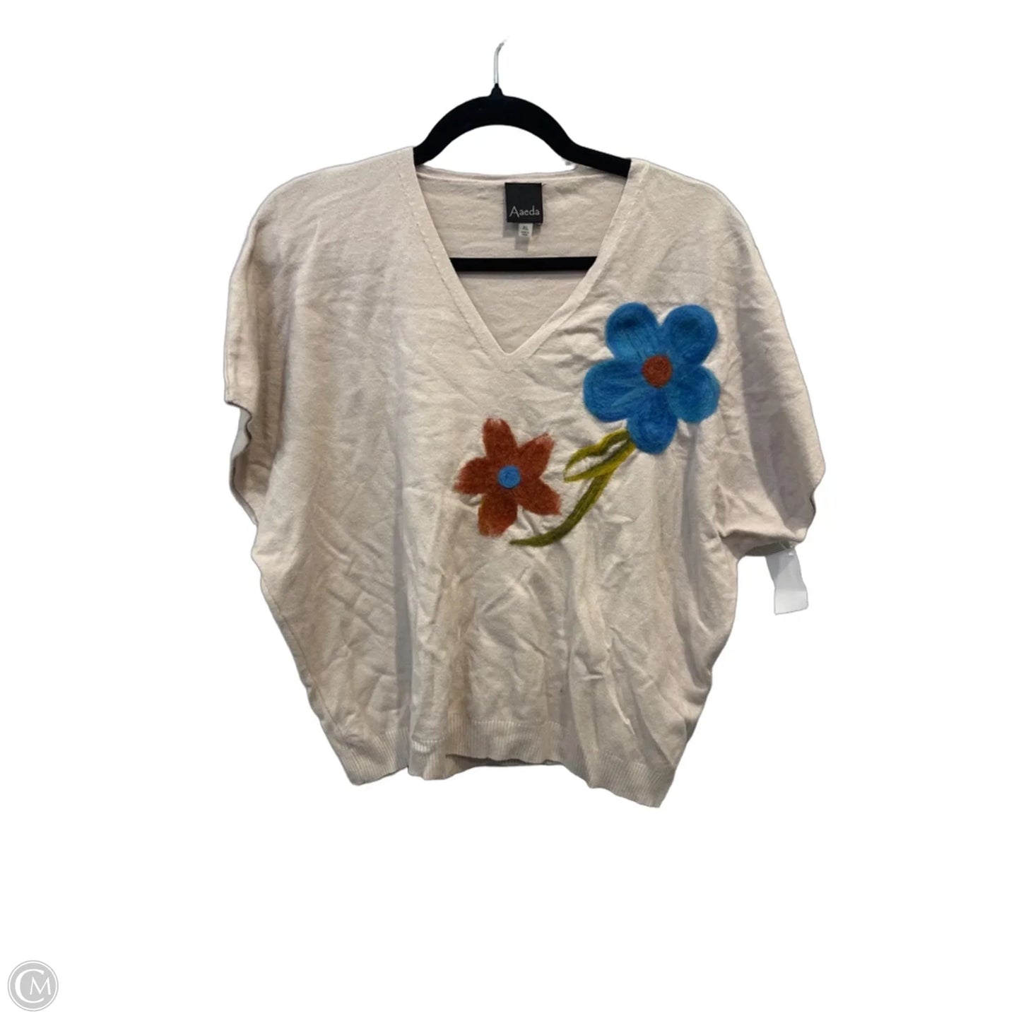 Sweater Short Sleeve By Aaeda In Floral Print, Size: Xl