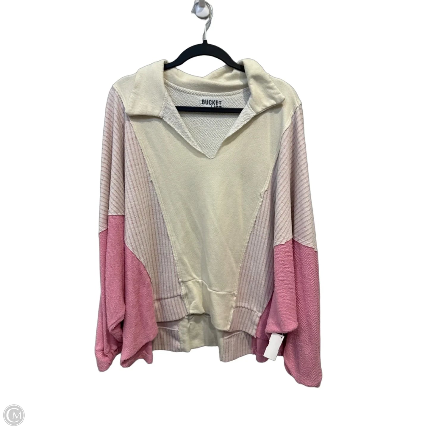 Top Long Sleeve By Bucketlist In Cream & Pink, Size: Xl