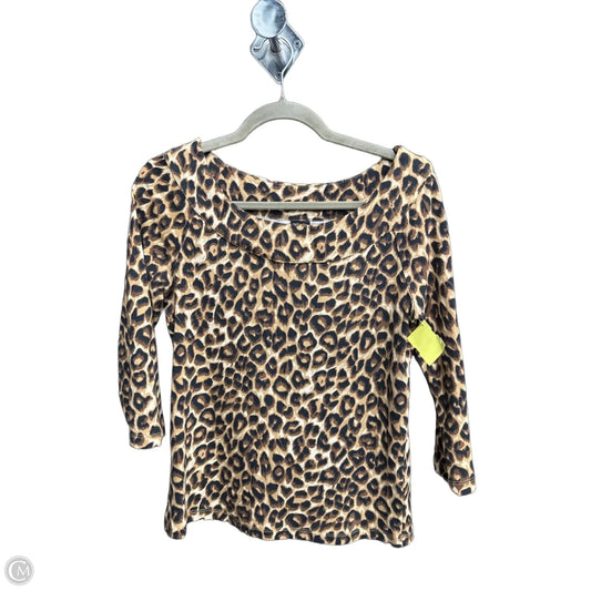 Top 3/4 Sleeve By Rafaella In Leopard Print, Size: S