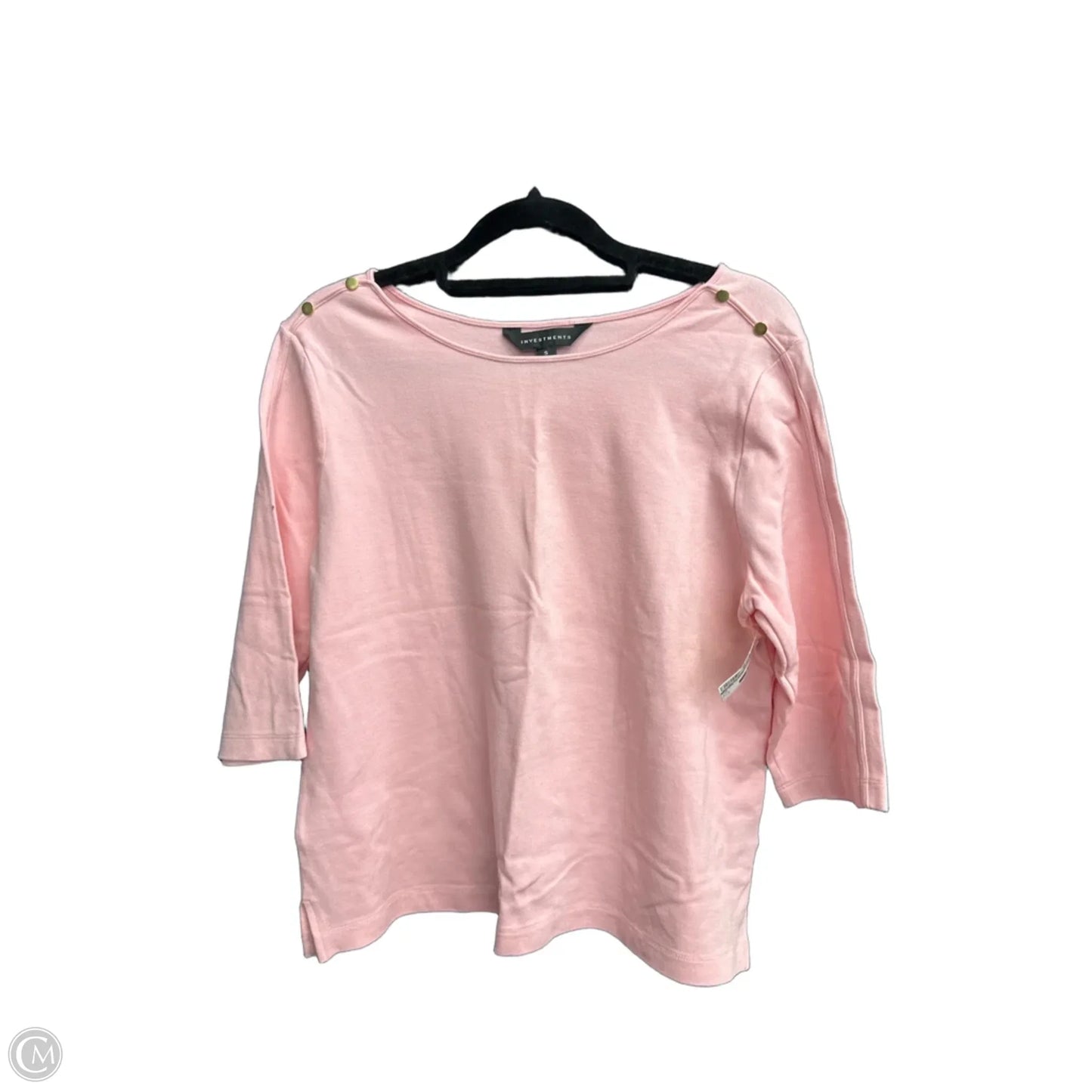 Top 3/4 Sleeve By Investments In Pink, Size: S