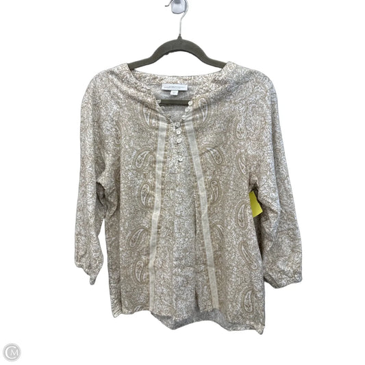 Top 3/4 Sleeve By Pure Jill In Cream & White, Size: S