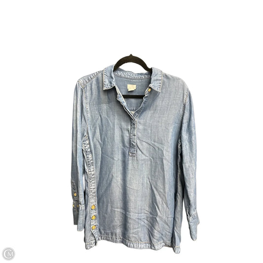 Top Long Sleeve By Chicos In Blue Denim, Size: L