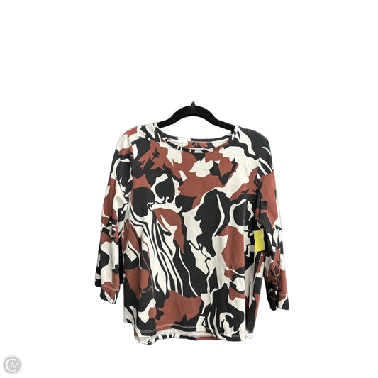 Top Long Sleeve By Chicos In Black & Brown, Size: L