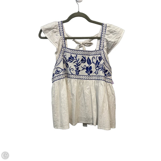 Top Sleeveless By Shein In Blue & White, Size: M