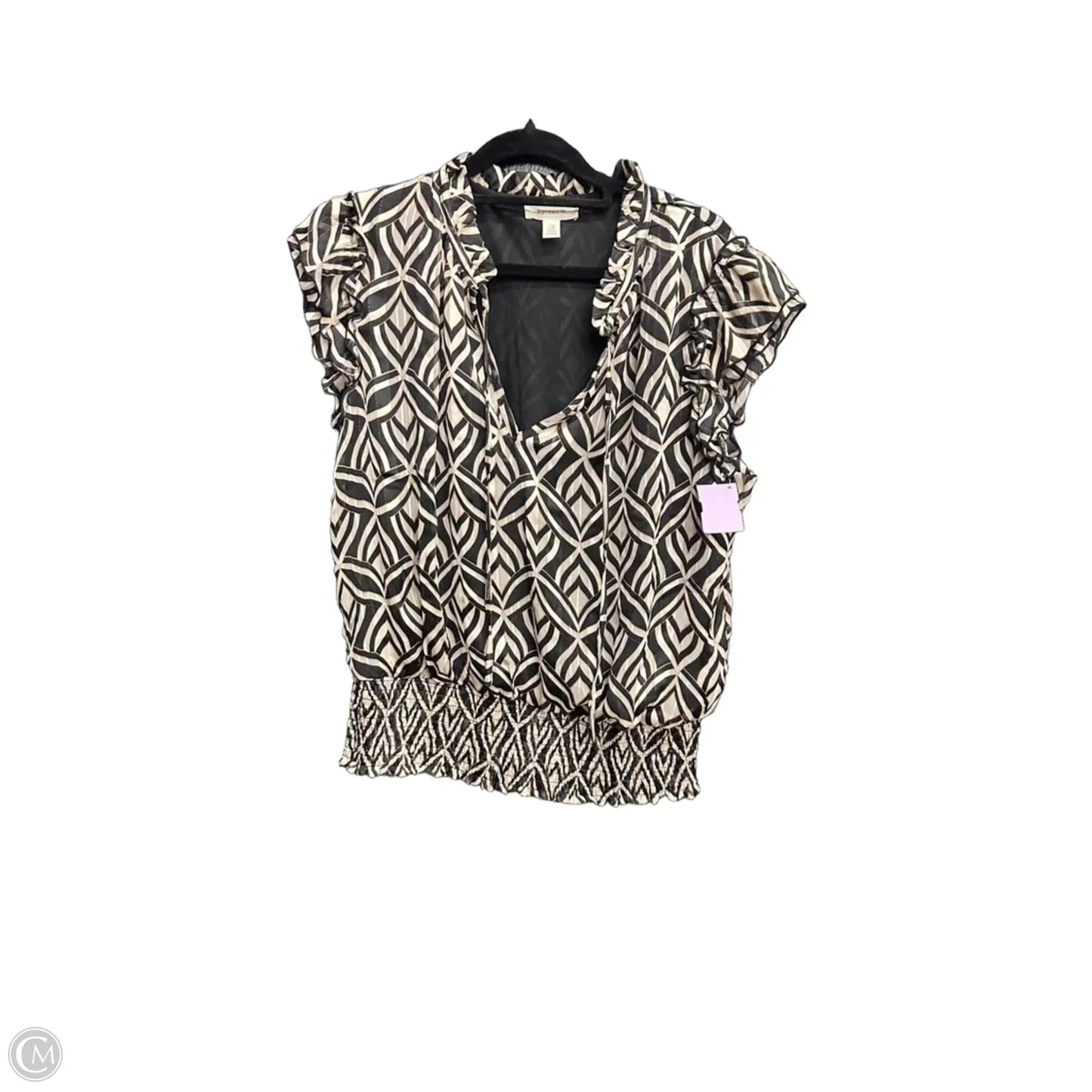 Top Sleeveless By Tamara H In Black & Cream, Size: L