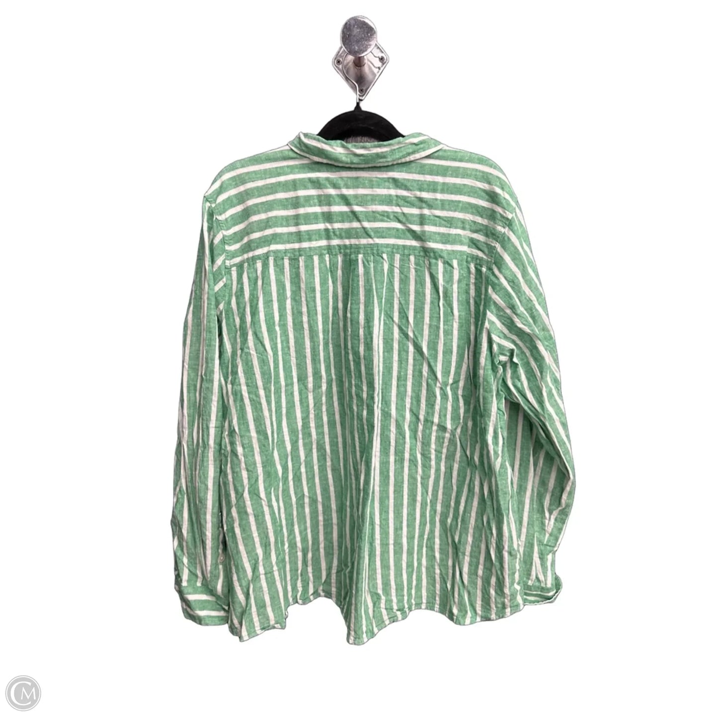 Top Long Sleeve By J. Crew In Green & White, Size: 2x