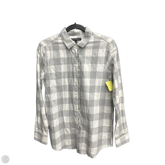 Top Long Sleeve By Banana Republic In Grey & White, Size: S
