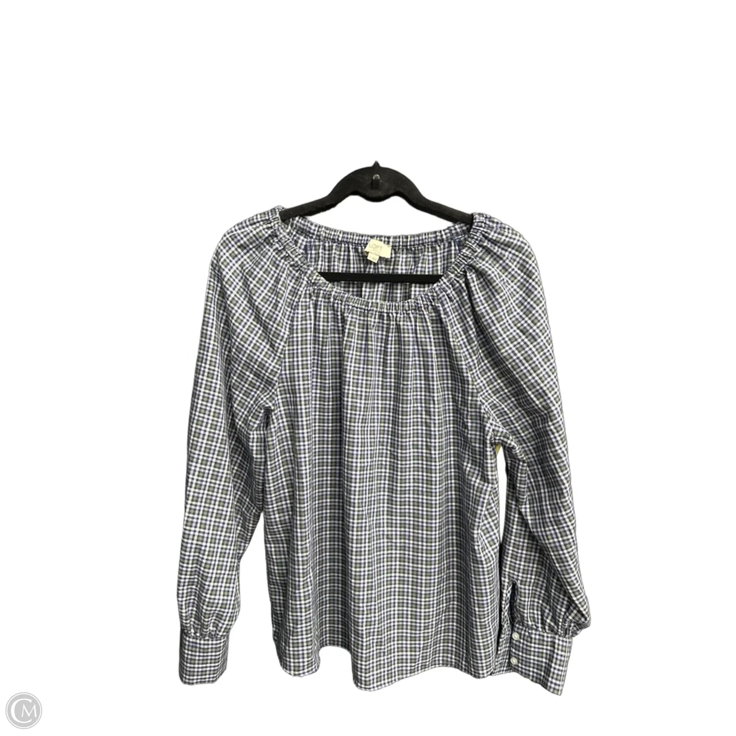 Top Long Sleeve By Loft In Plaid Pattern, Size: M