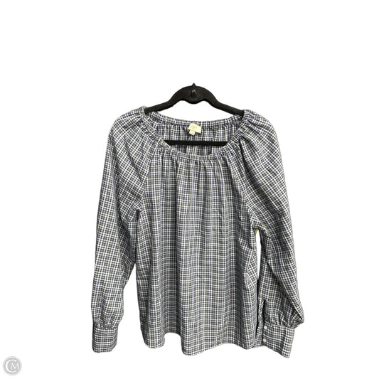 Top Long Sleeve By Loft In Plaid Pattern, Size: M