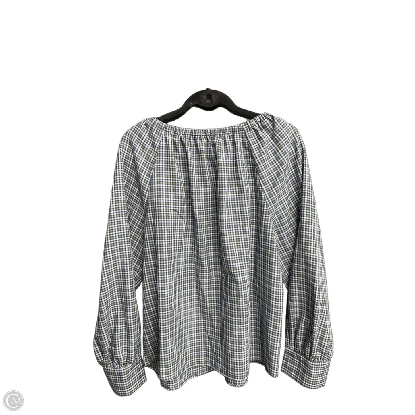 Top Long Sleeve By Loft In Plaid Pattern, Size: M