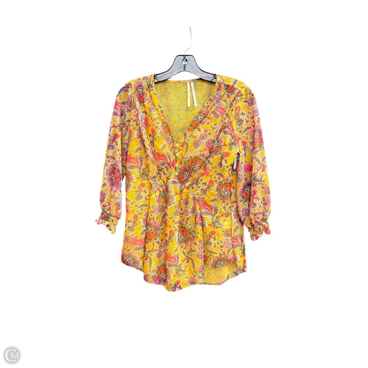 Top Long Sleeve By Anthropologie In Floral Print, Size: Xs