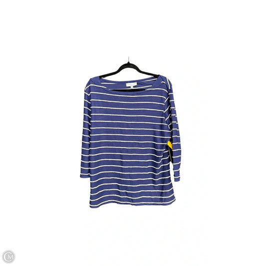 Top Long Sleeve By Hillard And Hanson In Blue & White, Size: Xl