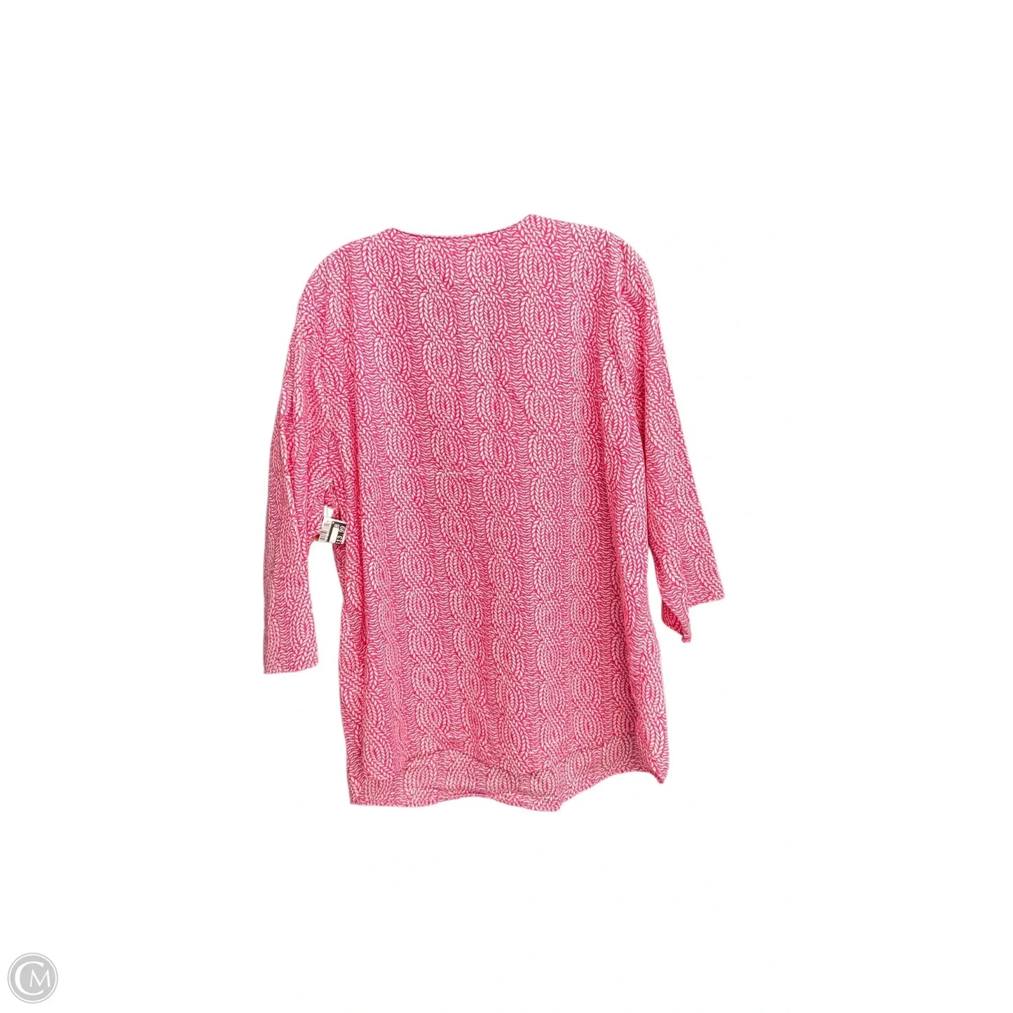 Top Long Sleeve By Talbots In Pink & White, Size: 2x