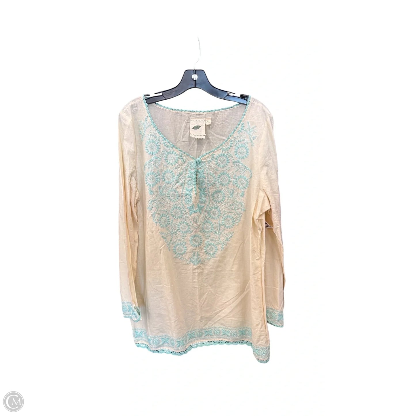 Tunic Long Sleeve By Clothes Mentor In Cream, Size: Xl
