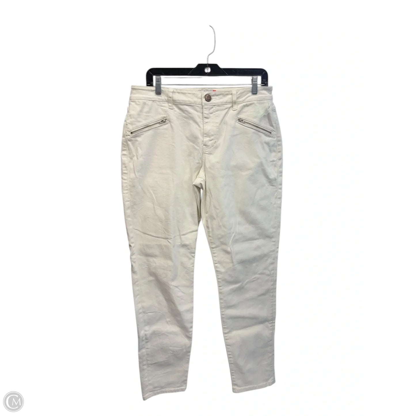 Jeans Skinny By Cabi In White Denim, Size: 12