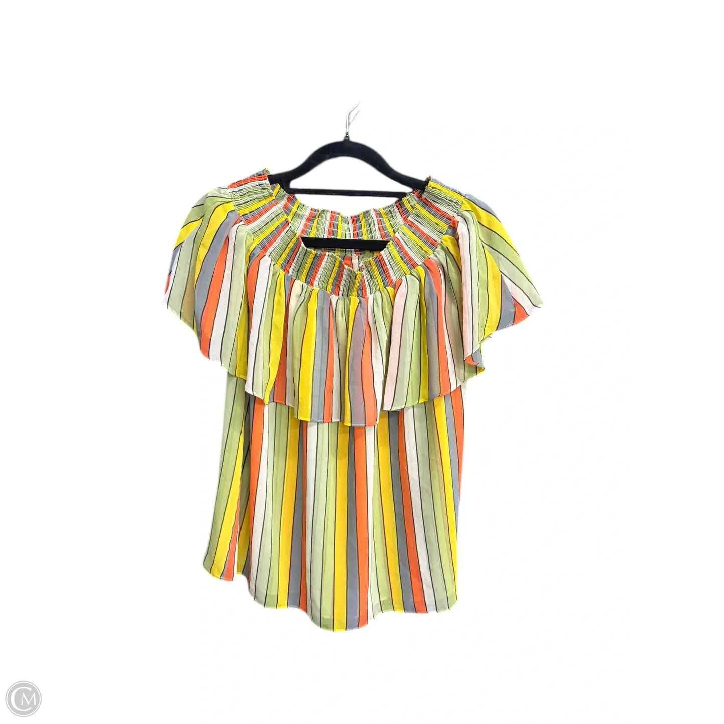 Top Short Sleeve By Cabi In Striped Pattern, Size: S