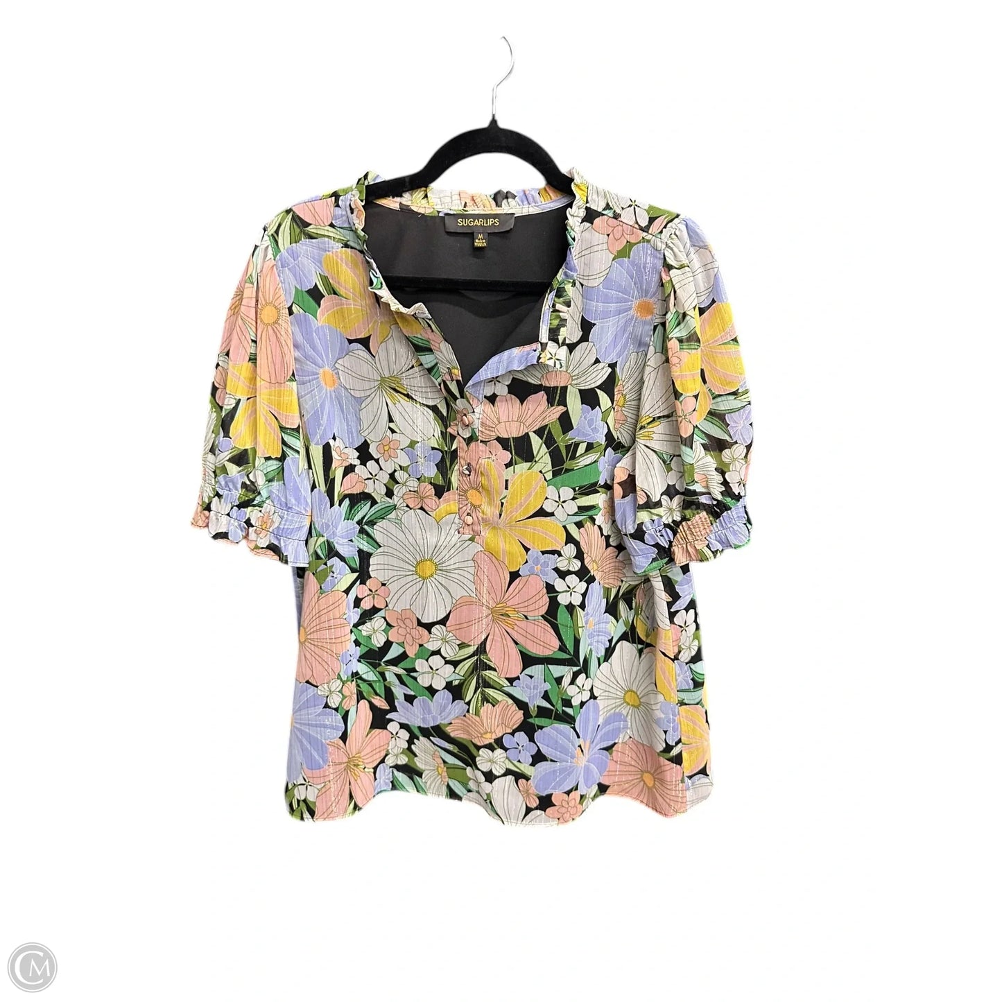 Top Short Sleeve By Sugar Lips In Floral Print, Size: M