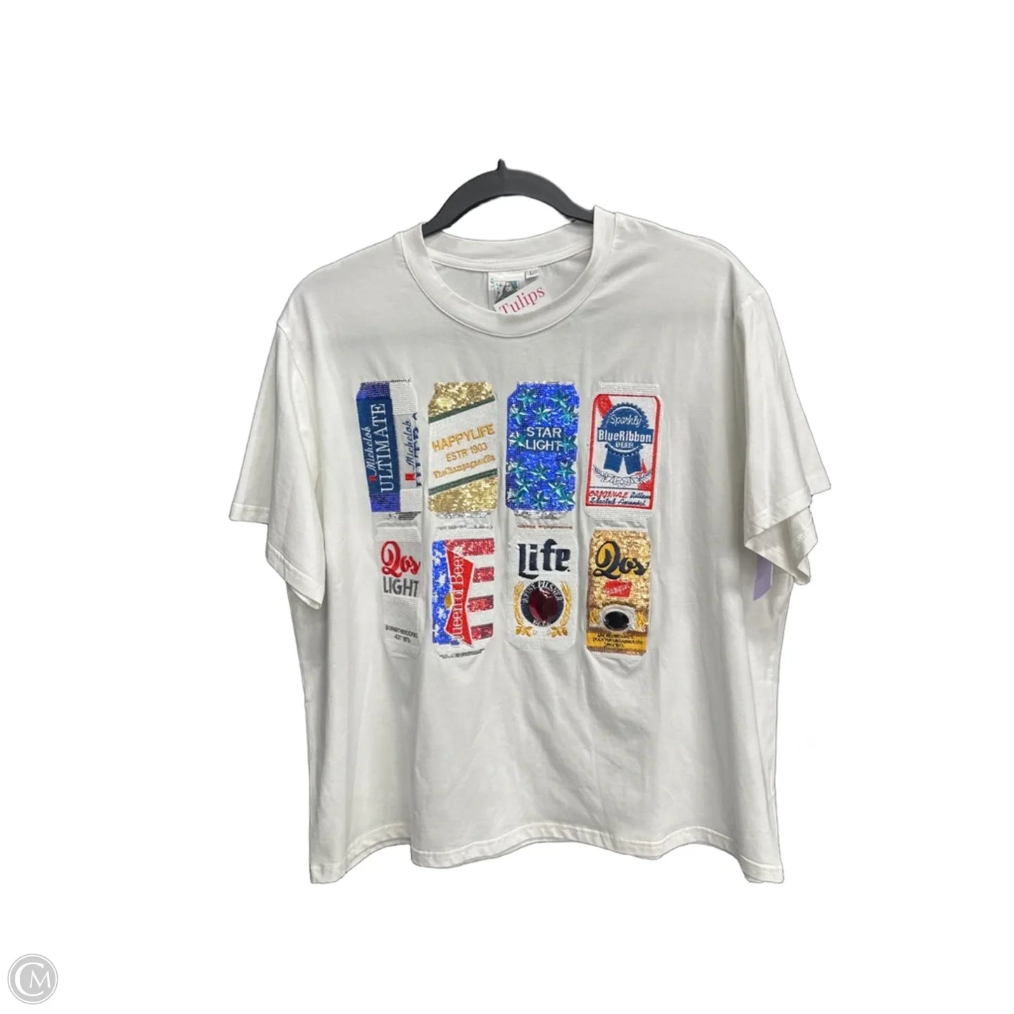 Top Short Sleeve By Clothes Mentor In White, Size: L
