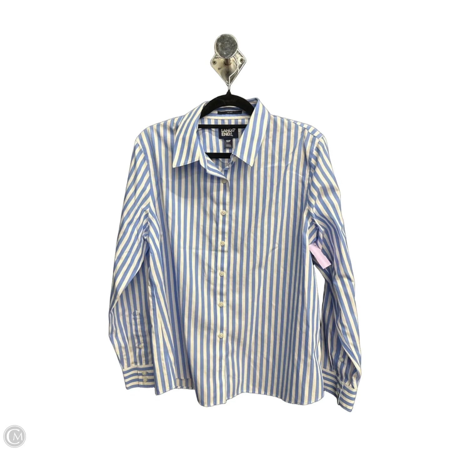 Top Long Sleeve By Lands End In Striped Pattern, Size: M
