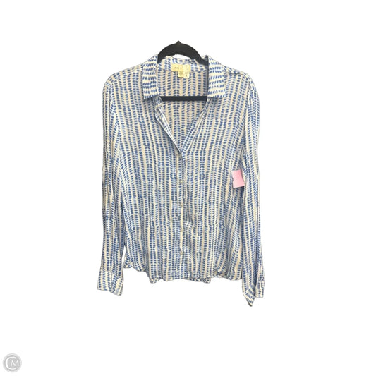 Top Long Sleeve By Cloth & Stone In Blue & White, Size: S