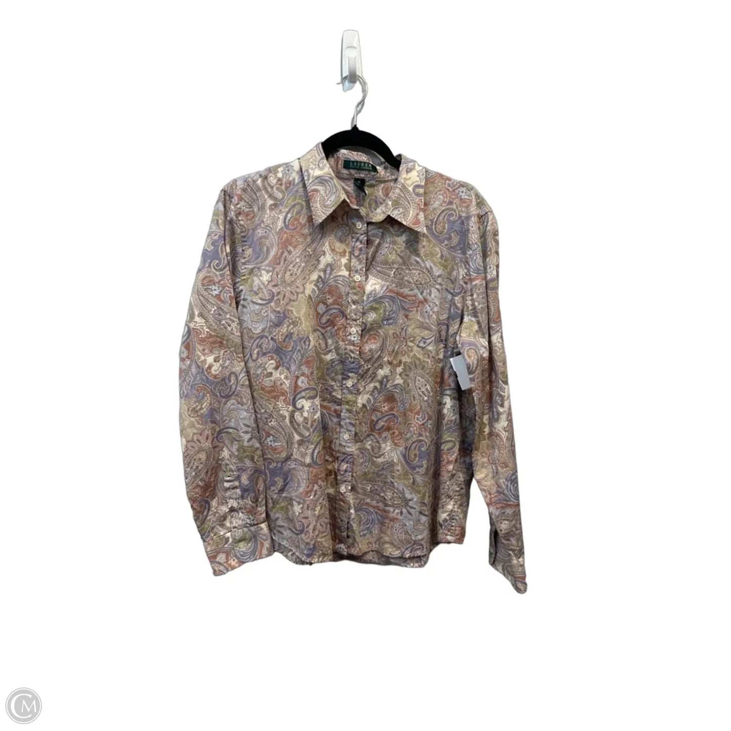 Top Long Sleeve By Ralph Lauren In Paisley Print, Size: Xl