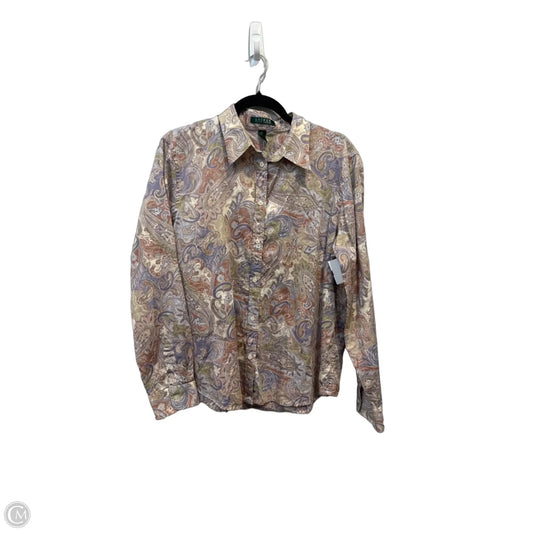 Top Long Sleeve By Ralph Lauren In Paisley Print, Size: Xl