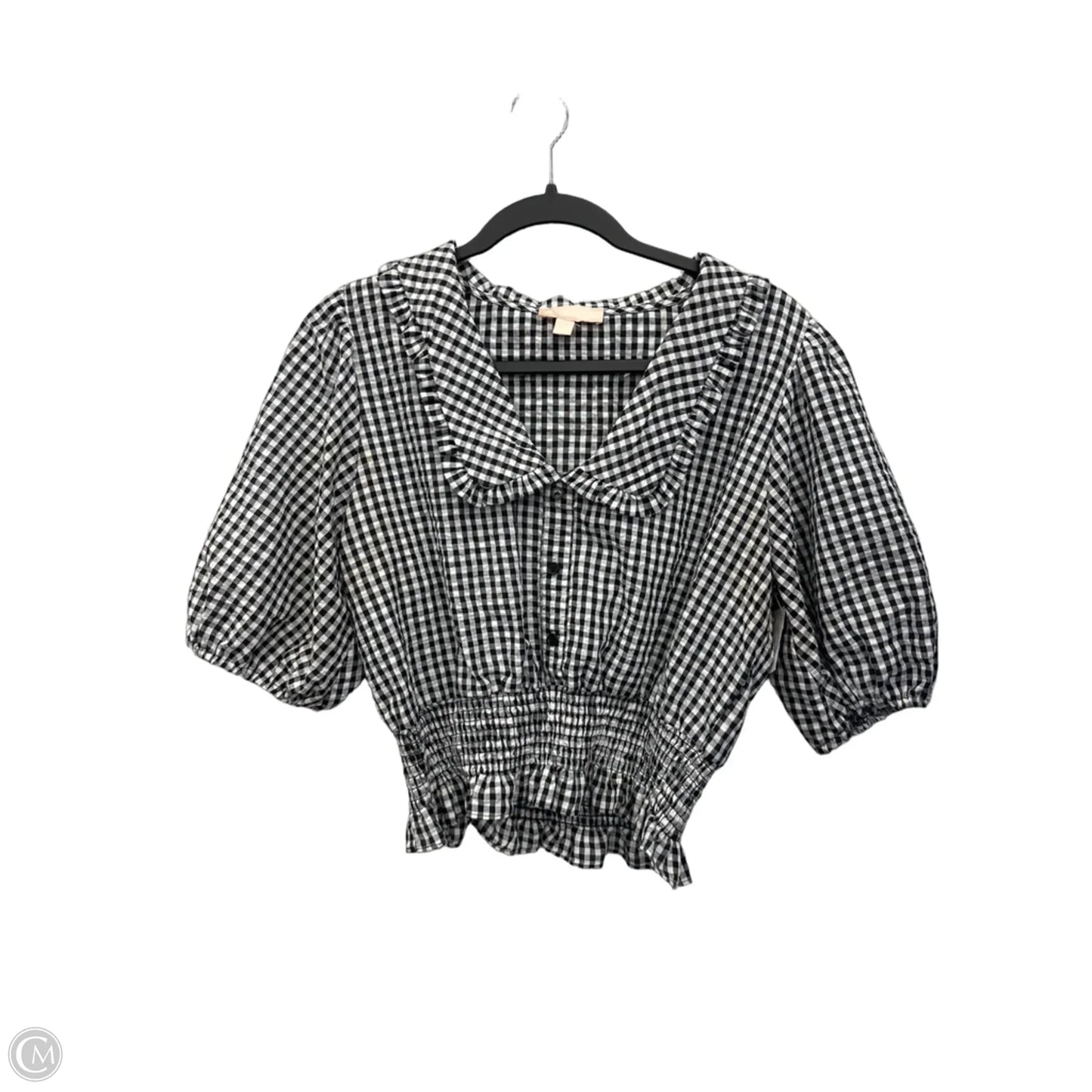 Top Short Sleeve By Clothes Mentor In Checkered Pattern, Size: M