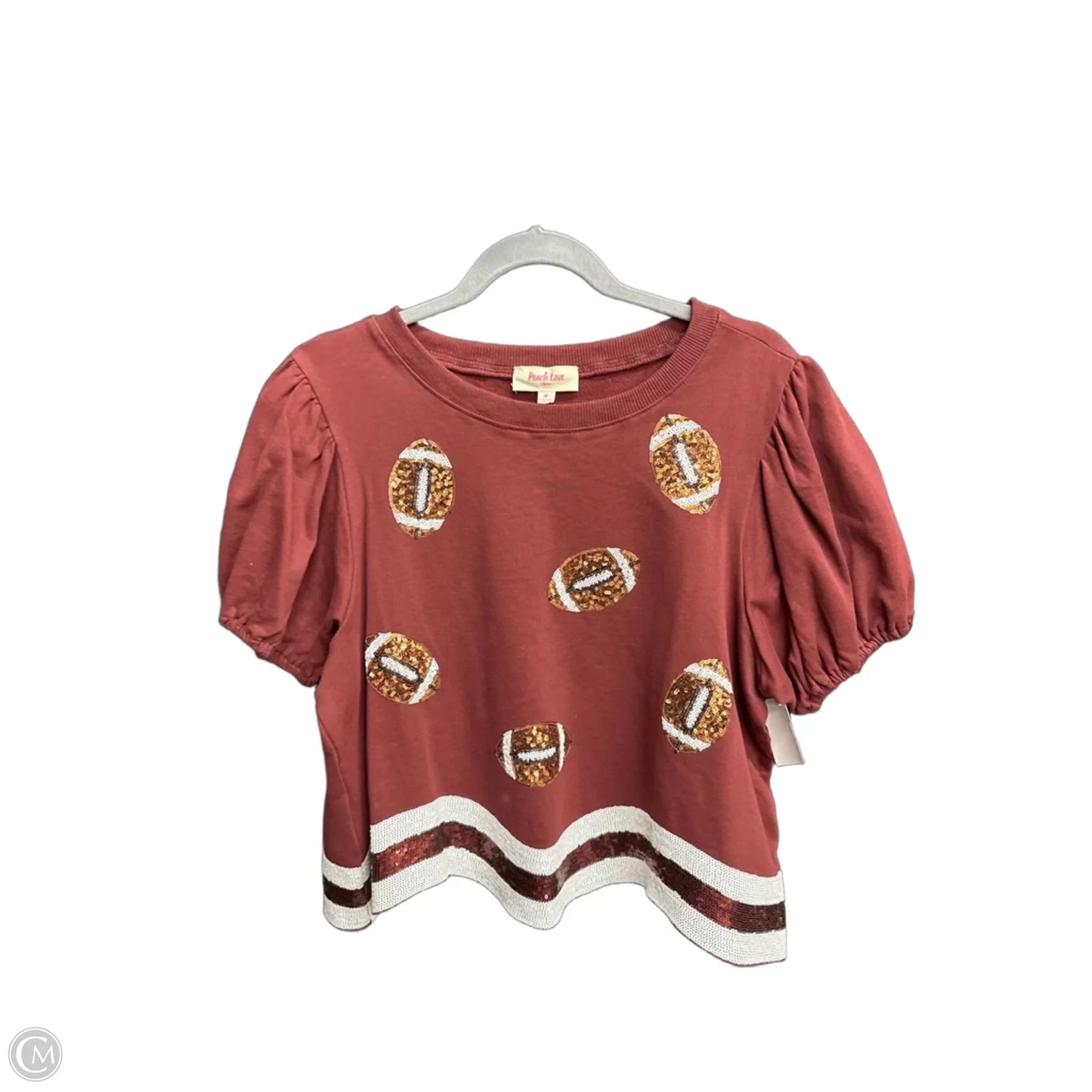 Top Short Sleeve By Peach Love Cream California In Maroon, Size: M