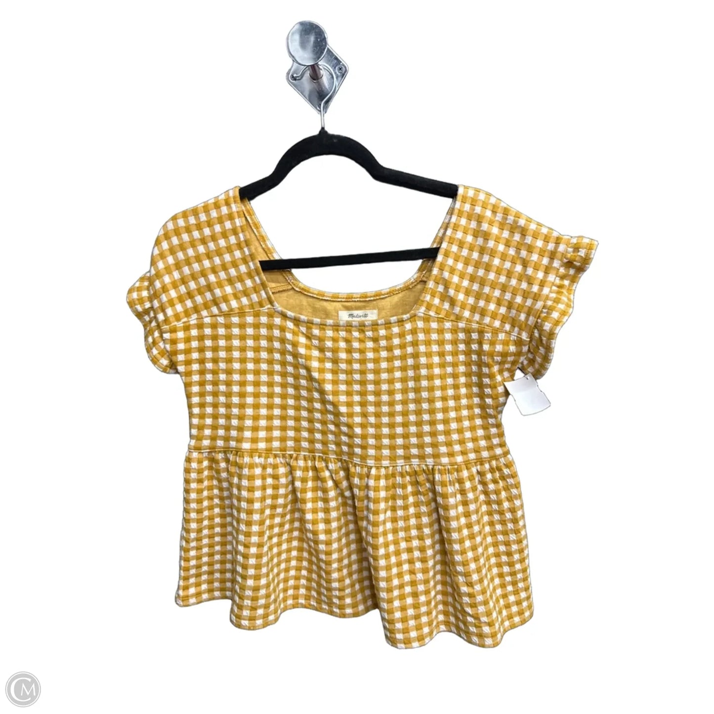 Top Short Sleeve By Madewell In Checkered Pattern, Size: Xs