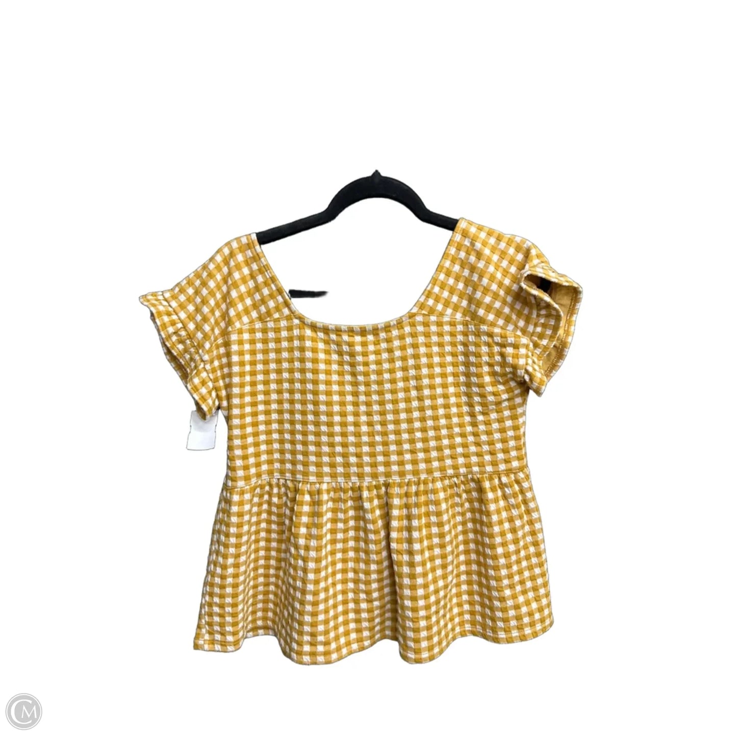 Top Short Sleeve By Madewell In Checkered Pattern, Size: Xs