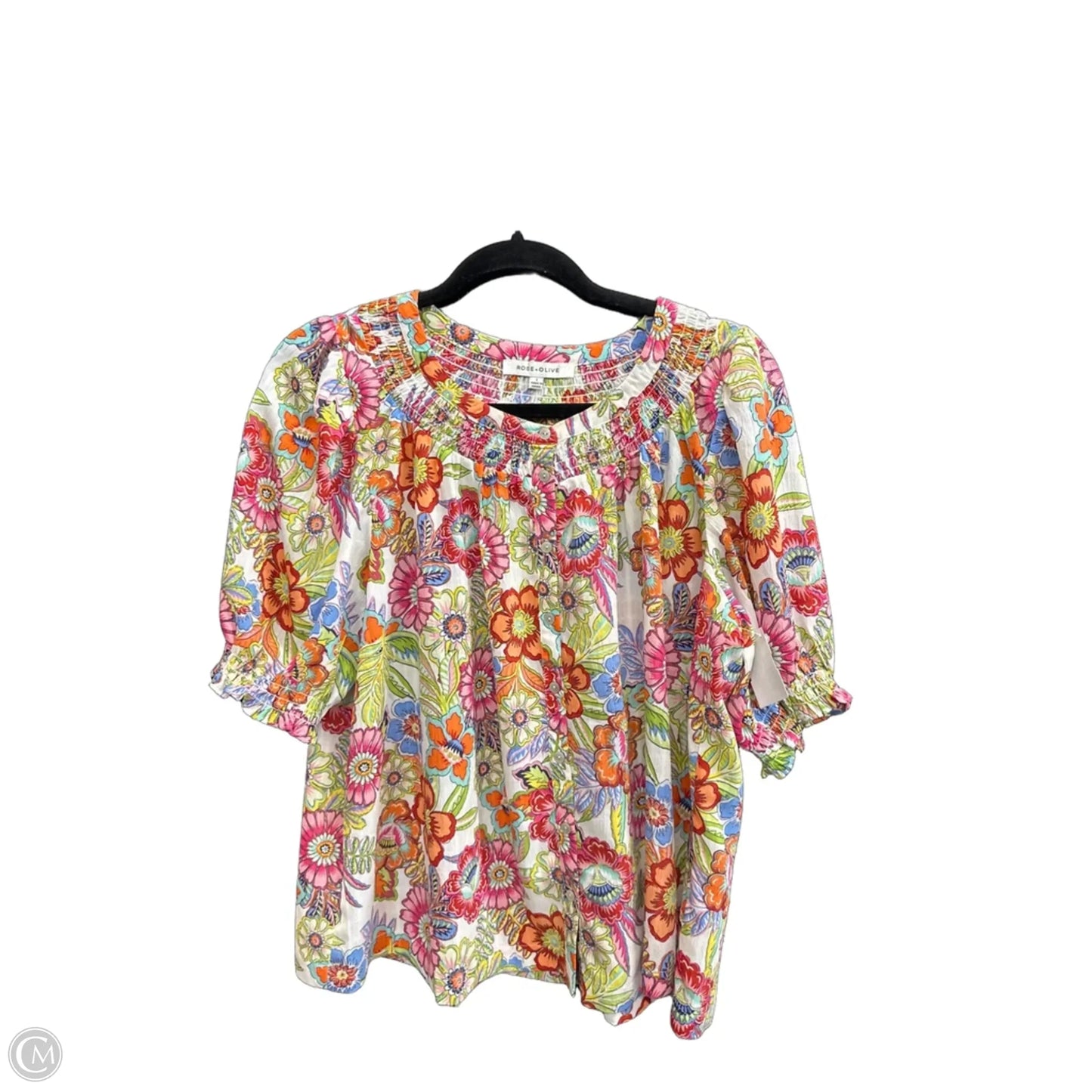 Top Short Sleeve By Rose And Olive In Floral Print, Size: L