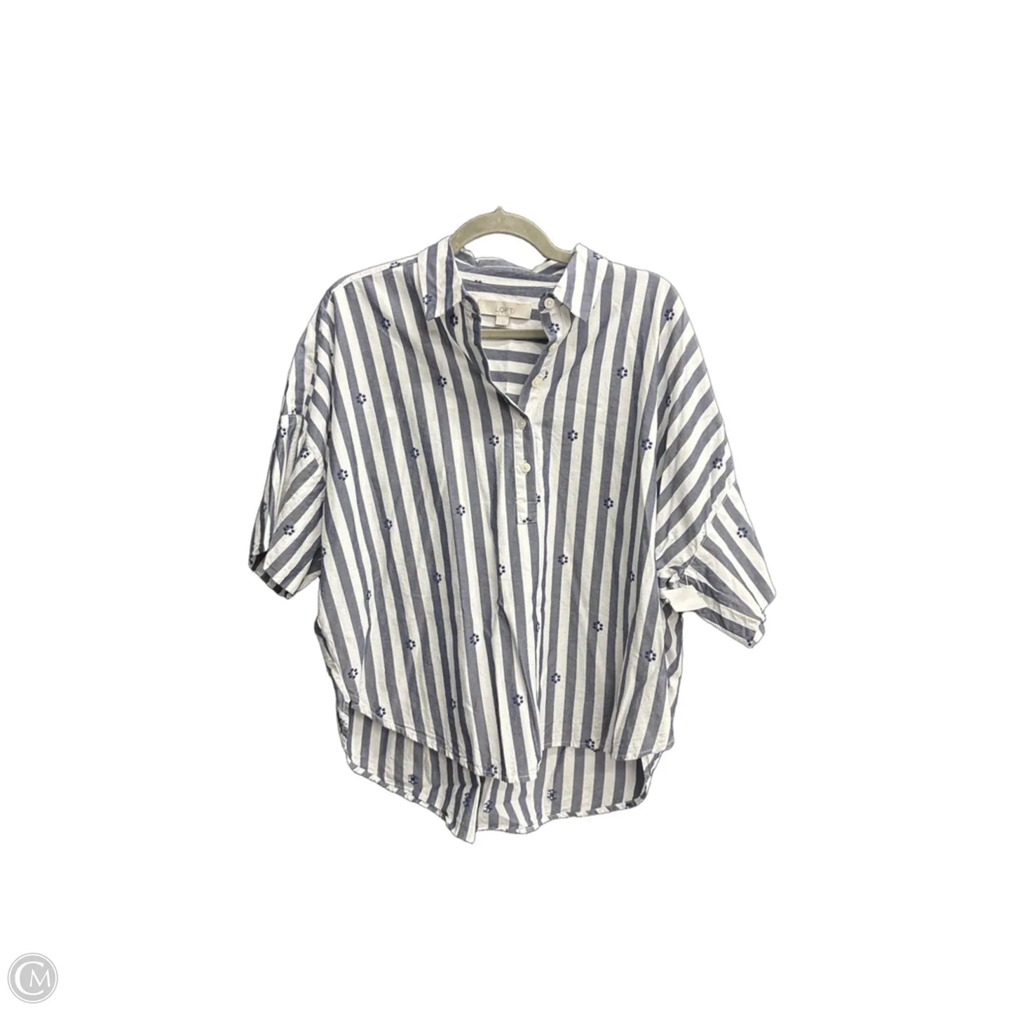 Top Short Sleeve By Loft In Striped Pattern, Size: M