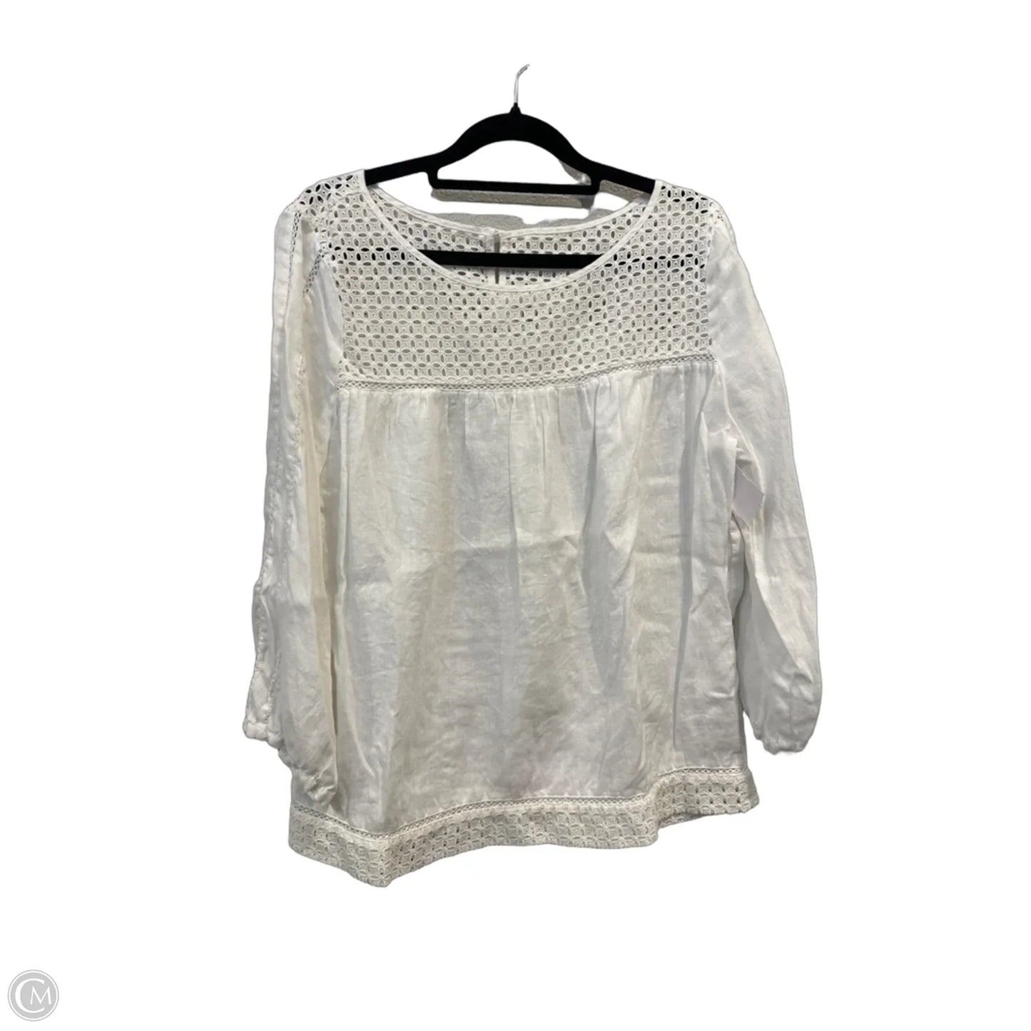 Top Long Sleeve By Clothes Mentor In White, Size: M