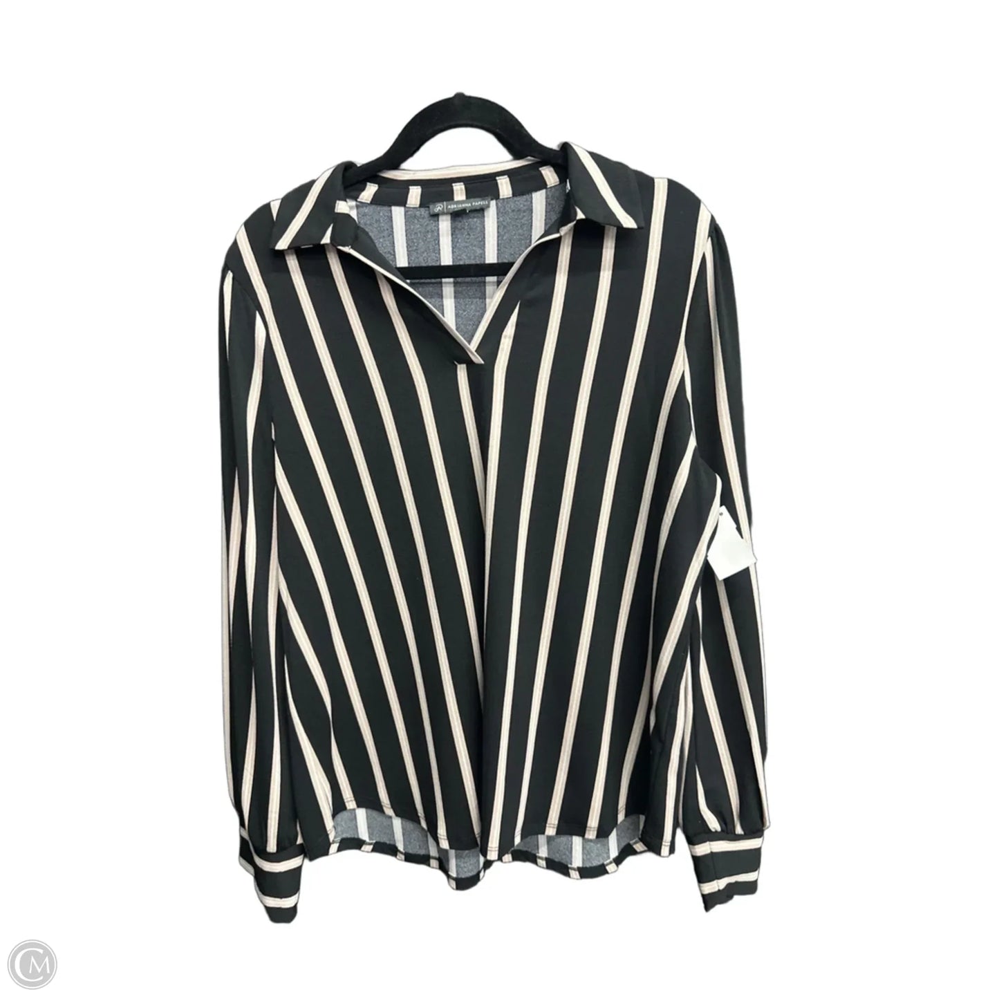 Top Long Sleeve By Adrianna Papell In Striped Pattern, Size: L