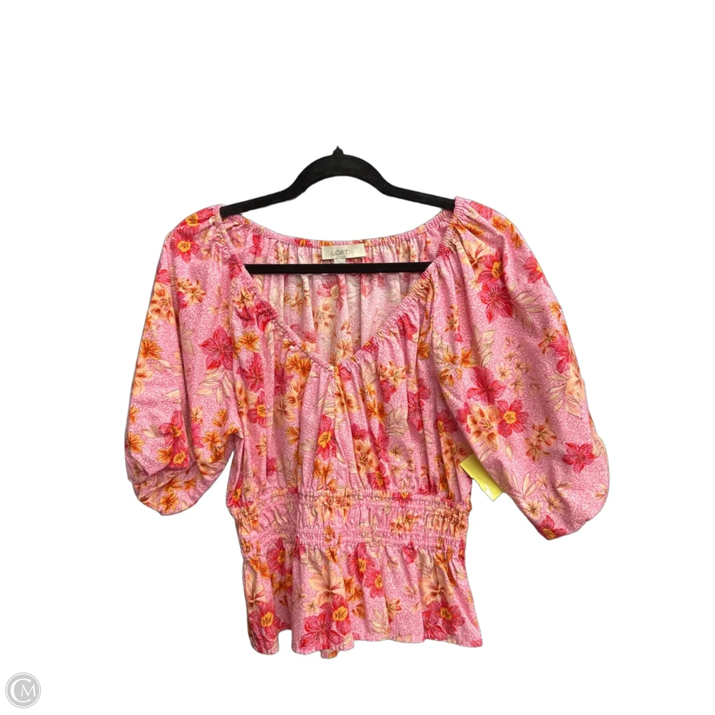 Top Short Sleeve By Loft In Floral Print, Size: M