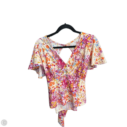 Top Short Sleeve By Anthropologie In Floral Print, Size: Xl