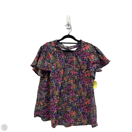 Top Short Sleeve By Time And Tru In Floral Print, Size: L