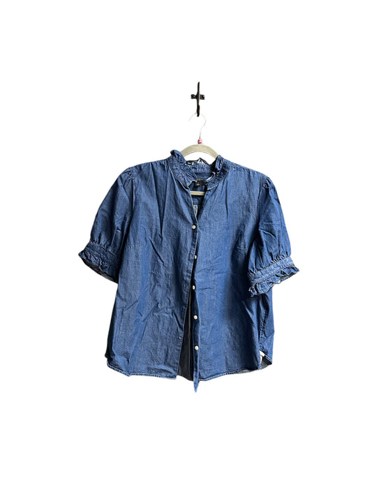 Top Short Sleeve By Ann Taylor In Blue, Size: Petite L