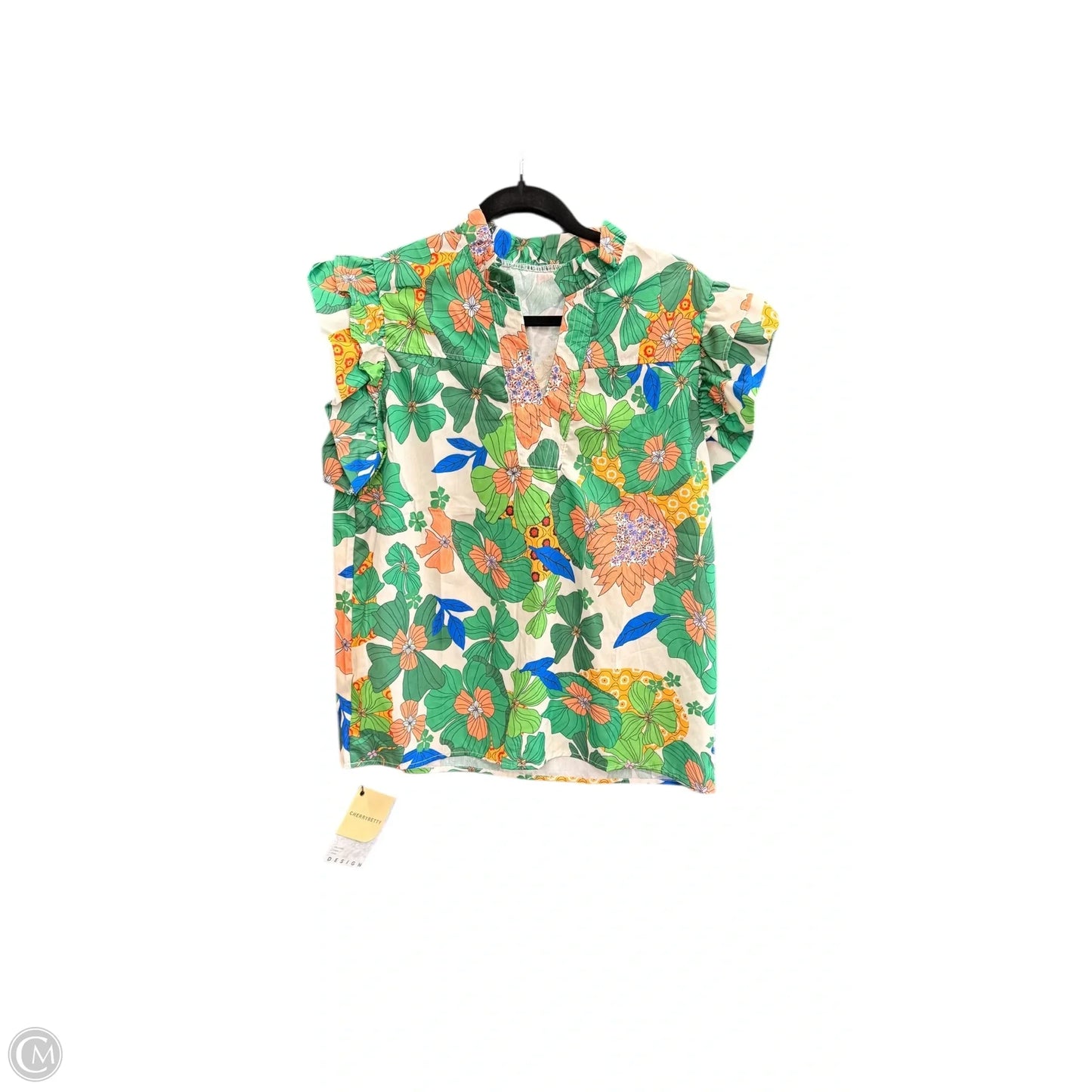 Top Sleeveless By Clothes Mentor In Green & Orange, Size: M