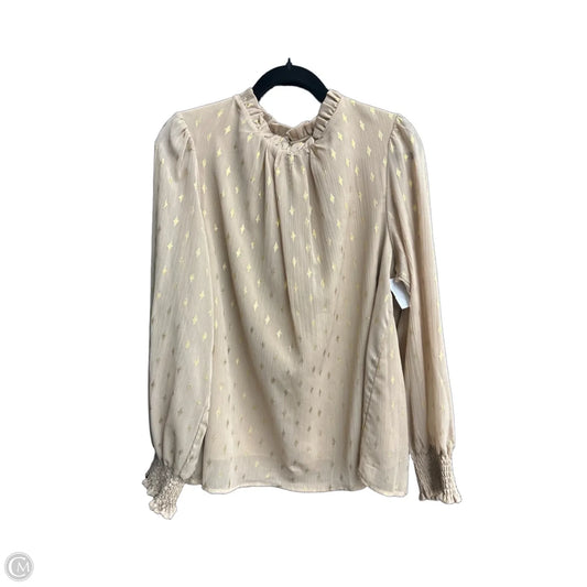 Blouse Long Sleeve By Jodifl In Gold & Tan, Size: L